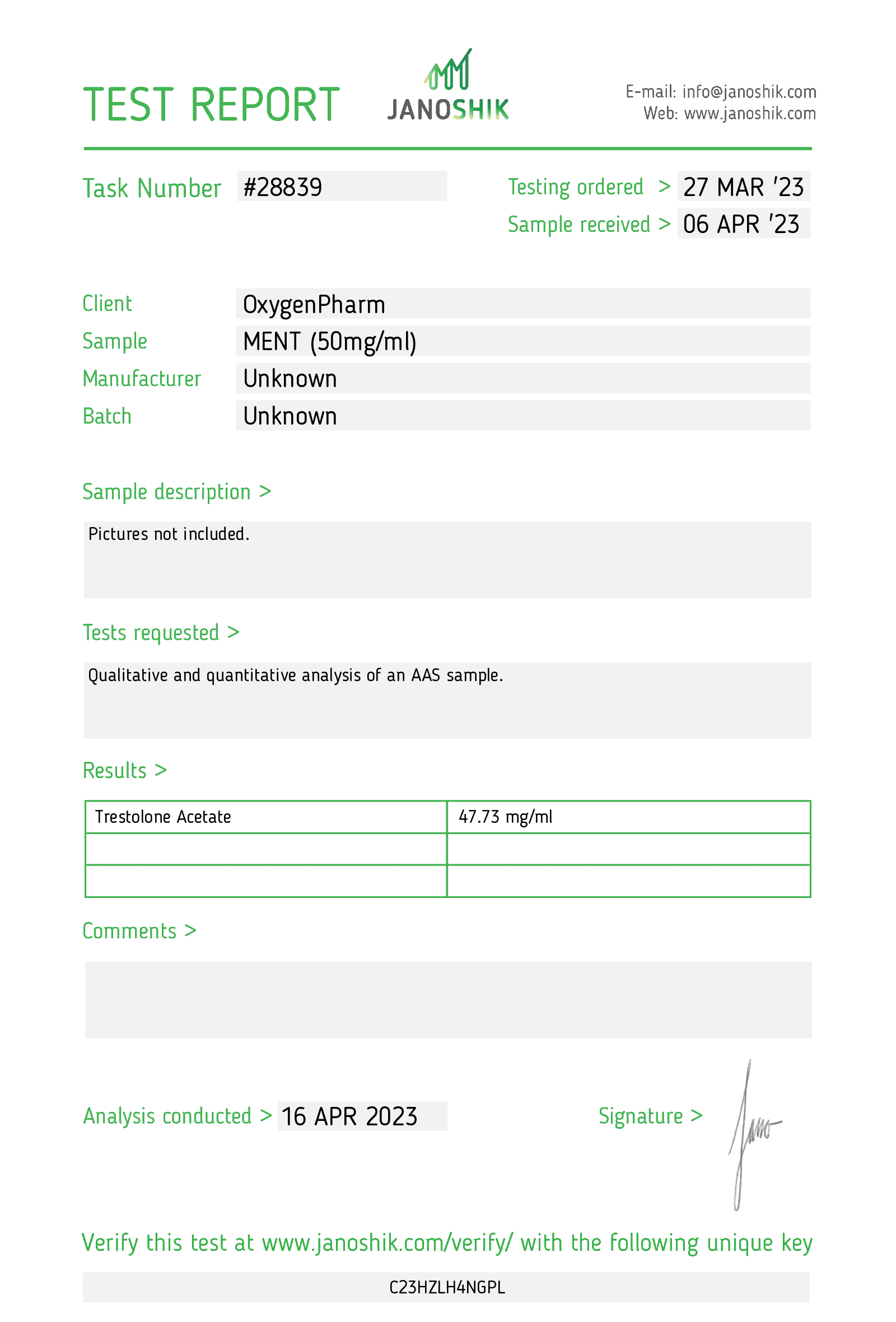 oxygenpharm MENT (Trestolone Acetate). 50mg/ml x 10ml - Image 2
